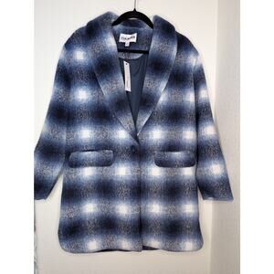 Steve Madden NWT Zoey Brushed Plaid Peacoat Navy White XS